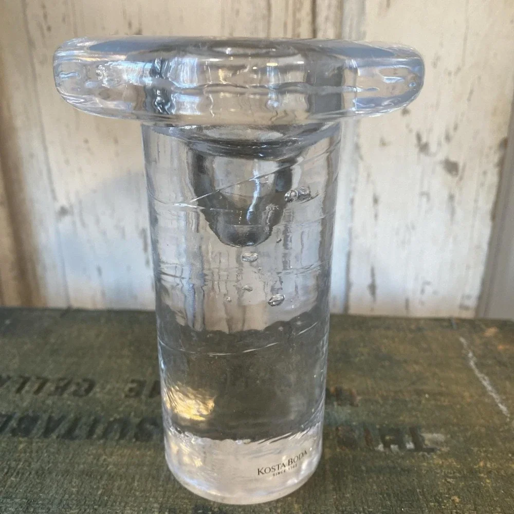 VTG Kosta Boda Heavy Glass Candle Stick Candleholder Kjell‎ Engman 5